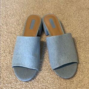 Forever 21 heeled denim mules